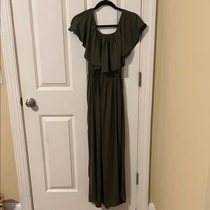 Elegant Olive Green Maxi Dress